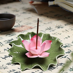 Lotus Leaf & Lotus Flower Porcelain Incense Burners&nbsp;DJEW-CN0001-38B