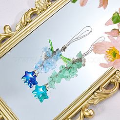 Brass & Acrylic & Glass Mobile Straps&nbsp;HJEW-SW00167-04