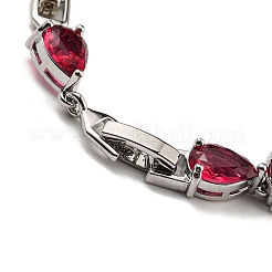 Rack Plating Brass Pave Cubic Zirconia Teardrop Links Bracelets for Women&nbsp;BJEW-H604-01P-06