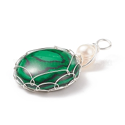 Synthetic Malachite  Pendants&nbsp;PALLOY-JF01790-04