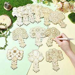 24Pcs 12 Styles Unfinished Wood Bouquet Cutouts&nbsp;WOOD-CJC0008-04-1