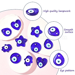 10Pcs 5 Styles Handmade Lampwork Evil Eye Pendants&nbsp;LAMP-YW0004-12