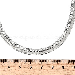 304 Stainless Steel Twisted Chain Flat Snake Chain Double Layer Necklaces&nbsp;NJEW-D350-03P