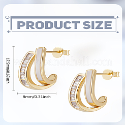 1 Pair Brass Micro Pave Clear Cubic Zirconia Enamel Stud Earrings for Women&nbsp;EJEW-LP0004-70