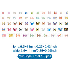 1 Box 195Pcs 21 Colors 3D Butterfly Resin Cabochons&nbsp;MRMJ-PJ0001-04