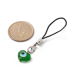 Heart Handmade Evil Eye Lampwork  Mobile Strap&nbsp;HJEW-JM00838