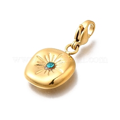 Flat Round 304 Stainless Steel Rhinestone Pendants Decoration&nbsp;STAS-R159-53G