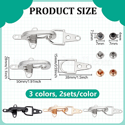 6 Sets 6 Colors Alloy Interlocking Clasps for Coat Down Jacket Sewing Accessories&nbsp;FIND-BC0014-21B
