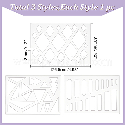 3Pcs 3 Styles Clear Acrylic Drawing Stencils&nbsp;AJEW-HY0001-77C