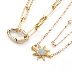 Double Layer Necklaces & Paperclip Chain Necklaces Sets&nbsp;NJEW-JN02751