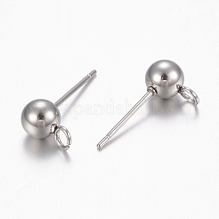 Non-Tarnish 201 Stainless Steel Stud Earring Findings&nbsp;STAS-H434-57P