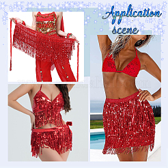 Polyester with Glitter Waist Belt with Curb Chains&nbsp;AJEW-WH0166-70B