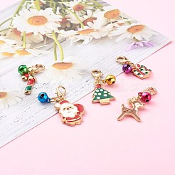Christmas Theme Light Gold Alloy Enamel Pendants&nbsp;HJEW-JM00469