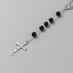 ABS Plastic Imitation Pearl Rosary Bead Necklace&nbsp;NJEW-WH0001-20B