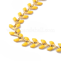 Enamel Ear of Wheat Link Chains Bracelet&nbsp;BJEW-P271-02G-08