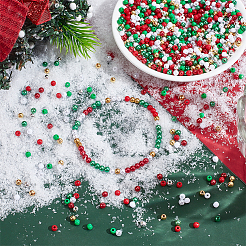 2400Pcs 8 Styles Christmas Theme DIY Round ABS Plastic & Acrylic Beads Findings Kits&nbsp;DIY-AR0004-48