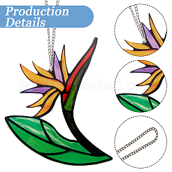Bird of Paradise Flower Stained Acrylic Pendant Decoration&nbsp;HJEW-WH20003-24C