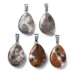 Teardrop Dyed Natural Crazy Agate Obsidian Pendants&nbsp;G-Q368-12