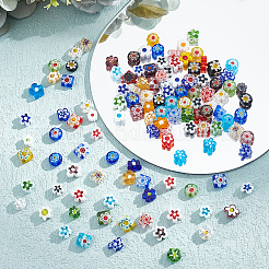 120Pcs 4 Style Handmade Millefiori Glass Beads Sets&nbsp;LAMP-GO0001-14