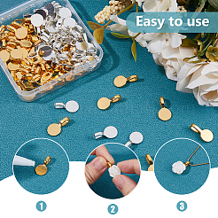 100Pcs 2 Colors Tibetan Style Alloy Glue On Flat Pad Pendant Bails&nbsp;FIND-DC0006-85