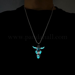 Alloy Ox Head Pendant Necklace with Stainless Steel Chains&nbsp;JN1135C