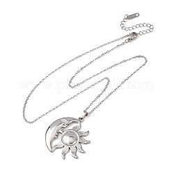 304 Stainless Steel Sun Moon Pendant Cable Chain Necklaces for Men Women&nbsp;NJEW-K308-04D-P