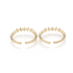 Brass Micro Pave Clear Cubic Zirconia Cuff Rings&nbsp;RJEW-F101-03G