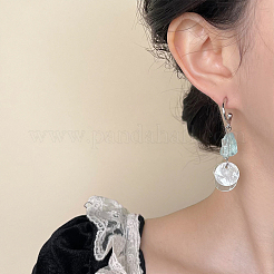 Brass Flat Round Dangle Stud Earrings&nbsp;FS-WG3AFCC-01
