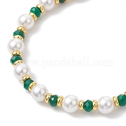 Shell Pearl & Dyed Natural Malaysia Jade Round Beaded Bracelets for Women&nbsp;BJEW-JB12031-03