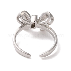 Brass Micro Pave Cubic Zirconia Open Cuff Ring&nbsp;RJEW-K256-58F-P