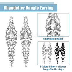 2 Pairs 2 Colors Rhineston Flower Dangle Stud Earrings&nbsp;EJEW-FI0002-43