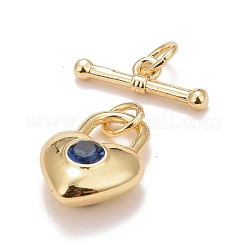 Brass Cubic Zirconia Toggle Clasps&nbsp;KK-M229-56G