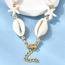 Natural Cowrie Shell & Starfish Synthetic Turquoise Beaded Necklaces for Women&nbsp;NJEW-F356-04G