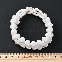 Natural White Jade Round Beaded Multi-strand Bracelets for Men Women&nbsp;BJEW-G743-02E