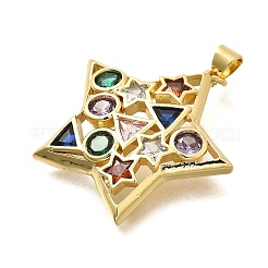Brass Micro Pave Cubic Zirconia Pendants&nbsp;KK-C087-15G
