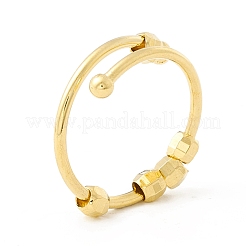 Brass Rotating Beaded Open Cuff Ring&nbsp;RJEW-H102-02G