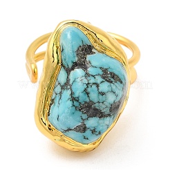 Dyed Natural Howlite Irregular Nugget Open Cuff Ring&nbsp;RJEW-M150-08G