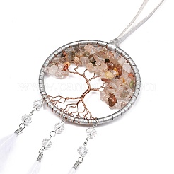 Woven Web/Net with Feather Pendant Decorations&nbsp;HJEW-I013-02