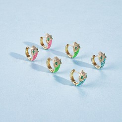 Cubic Zirconia Snake Hoop Earrings with Enamel&nbsp;EJEW-SZ0001-87A