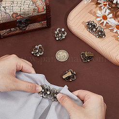 4Pcs Flower Alloy & Glass Cardigan Clips&nbsp;AJEW-PH0006-66AB