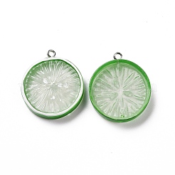 Flat Round Resin Fruit Pendants&nbsp;RESI-H144-10B