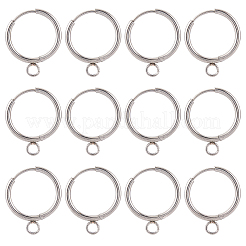 12Pcs 201 Stainless Steel Huggie Hoop Earring Findings&nbsp;STAS-SC0010-30P
