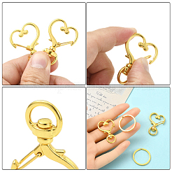 10Pcs Heart Shape Zinc Alloy Swivel Lobster Clasps&nbsp;IFIN-YW0003-88G