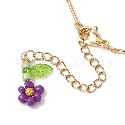 Glass Seed Beads & Acrylic Flower Charm Bracelets&nbsp;BJEW-MZ00094
