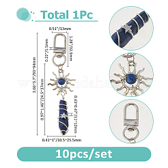 10Pcs Copper Wire Wrapped Natural Quartz Crystal & Amethyst & Rose Quartz & Green Aventurine & Lapis Lazuli Pointed Bullet Pendant Decorations&nbsp;HJEW-FH00149