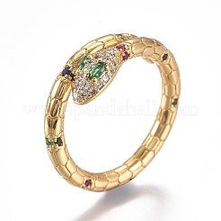 Brass Micro Pave Cubic Zirconia Cuff Rings&nbsp;RJEW-G108-03G