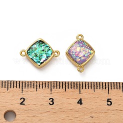 Brass Pave Synthetic Opal Rhombus Connector Charms&nbsp;KK-A239-07G