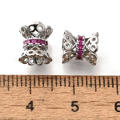 Brass Micro Pave Magenta Cubic Zirconia Beads&nbsp;KK-M318-32P