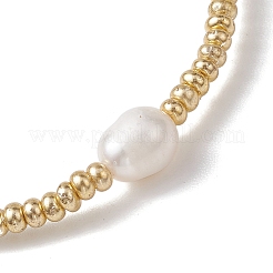 Oval Natural Cultured Freshwater Pearl & Glass seed Beaded Stretch Bracelets for Women&nbsp;BJEW-JB10536