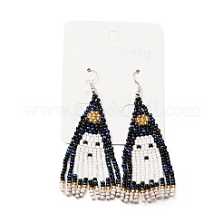 Glass Seed Braided Ghost Chandelier Earrings&nbsp;EJEW-B012-05